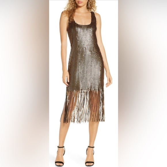 Steve Madden Sequin Fringe Sleeveless Sheath Dress - Picture 1 of 13